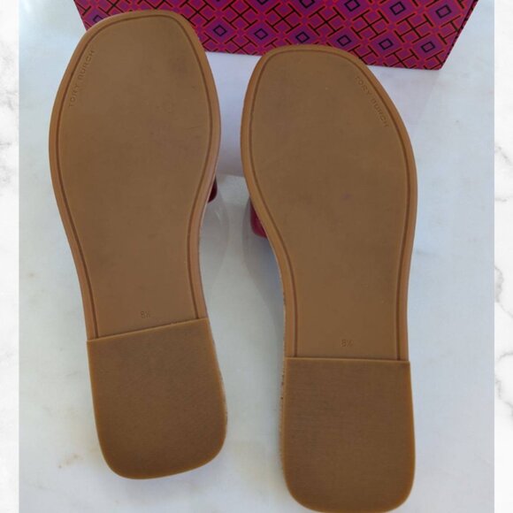 TORY BURCH Double T Sport Slide Sandals Red Women’s 8.5 - Picture 6 of 13